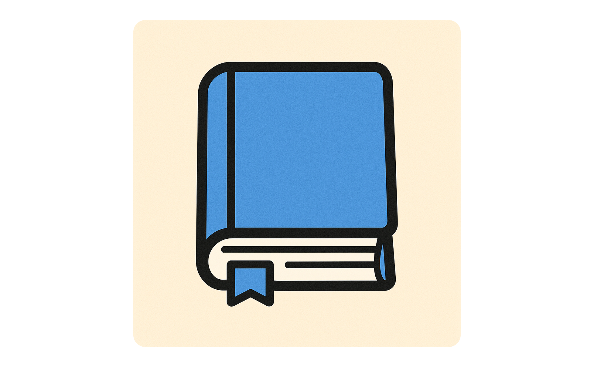 A simple cartoony blue book icon.